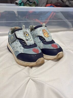 Light Blue Navy Kids' Slip-On Sneakers with Cartoon Characters